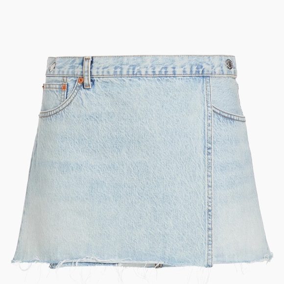 NWT Re/Done & Pam Mid-Waist Denim Wrap Miniskirt - Picture 1 of 12